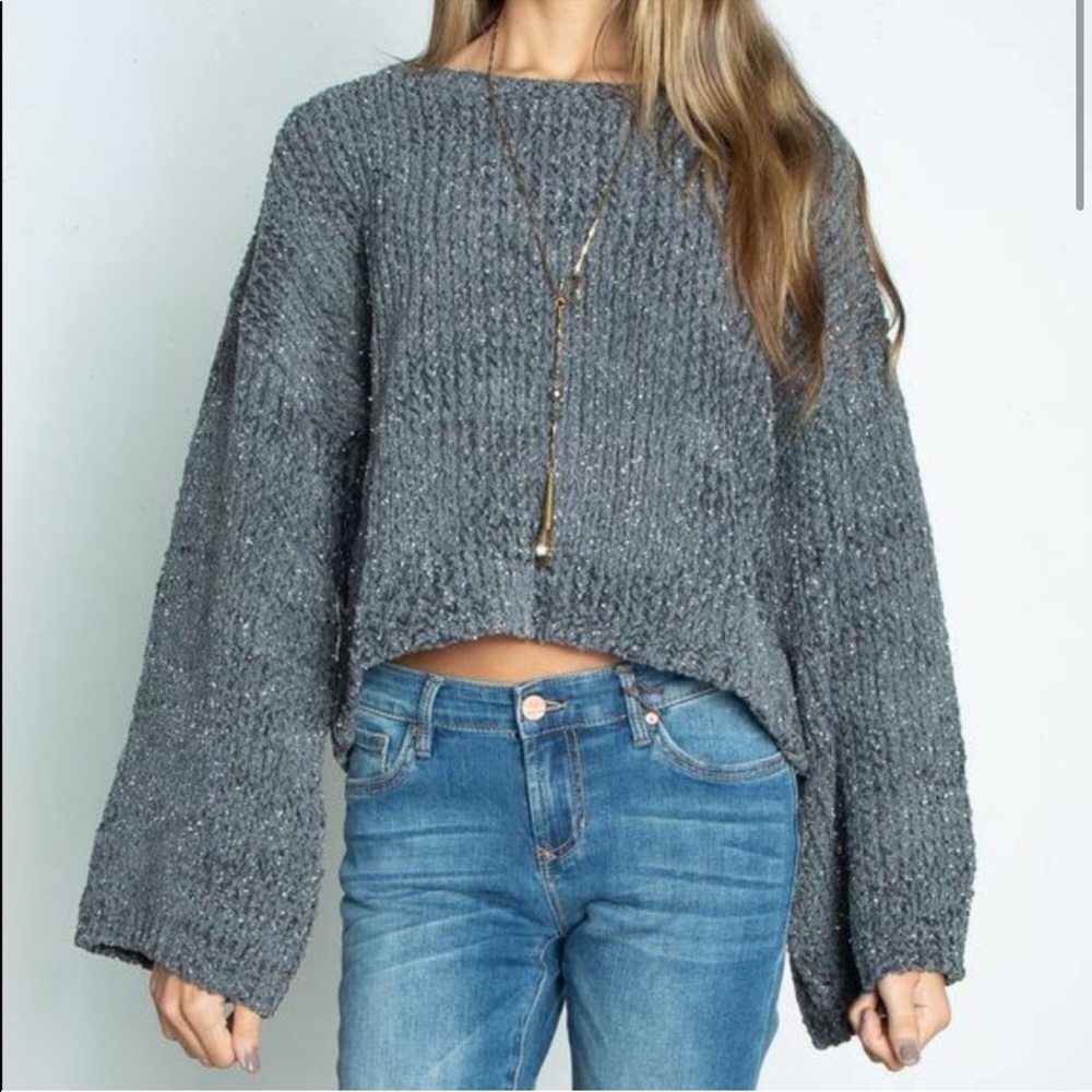 MINKPINK grey glitter sweater